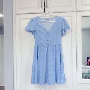 Light Blue V-Neck Dress